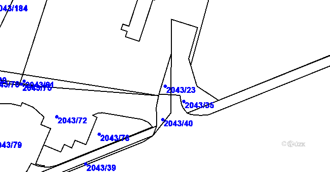 Parcela st. 2043/23 v KÚ Skvrňany, Katastrální mapa