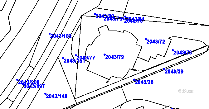 Parcela st. 2043/79 v KÚ Skvrňany, Katastrální mapa