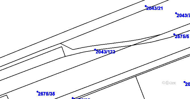 Parcela st. 2043/123 v KÚ Skvrňany, Katastrální mapa