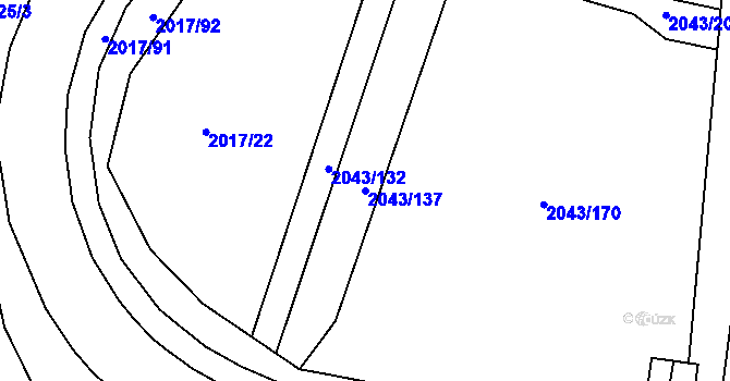 Parcela st. 2043/137 v KÚ Skvrňany, Katastrální mapa