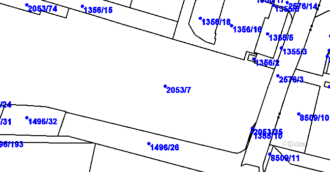 Parcela st. 2053/7 v KÚ Skvrňany, Katastrální mapa