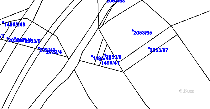 Parcela st. 2053/8 v KÚ Skvrňany, Katastrální mapa