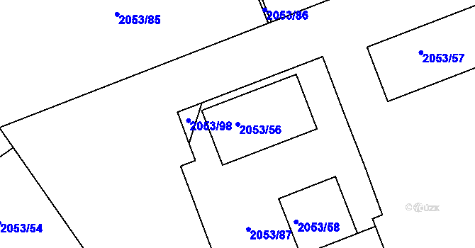 Parcela st. 2053/56 v KÚ Skvrňany, Katastrální mapa