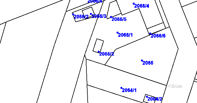 Parcela st. 2066/2 v KÚ Skvrňany, Katastrální mapa