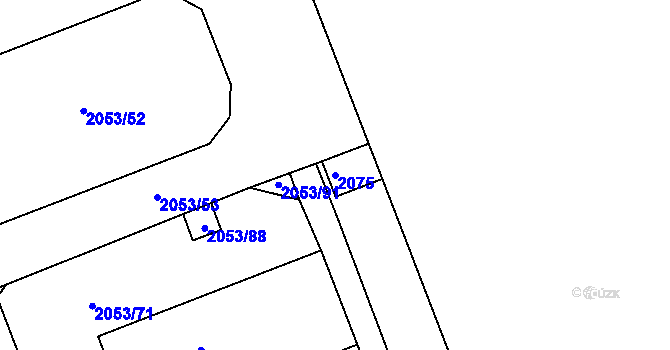 Parcela st. 2075 v KÚ Skvrňany, Katastrální mapa