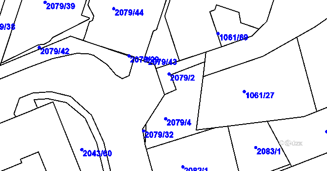 Parcela st. 2079/31 v KÚ Skvrňany, Katastrální mapa