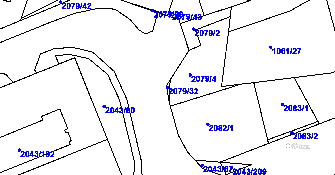 Parcela st. 2079/32 v KÚ Skvrňany, Katastrální mapa