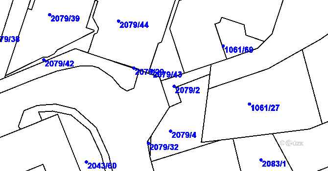 Parcela st. 2079/35 v KÚ Skvrňany, Katastrální mapa