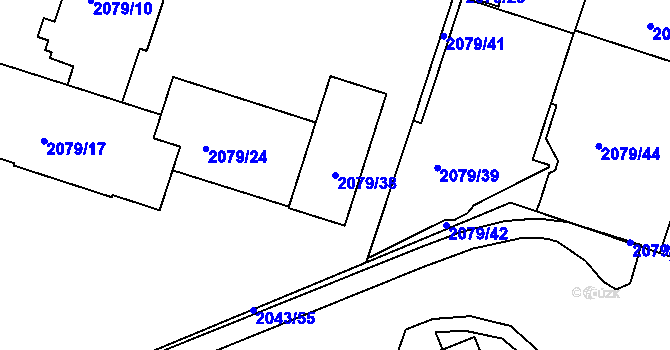 Parcela st. 2079/38 v KÚ Skvrňany, Katastrální mapa