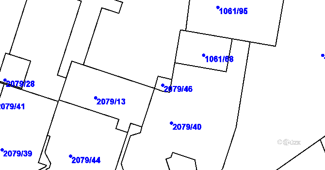 Parcela st. 2079/46 v KÚ Skvrňany, Katastrální mapa