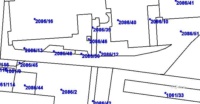 Parcela st. 2086/12 v KÚ Skvrňany, Katastrální mapa