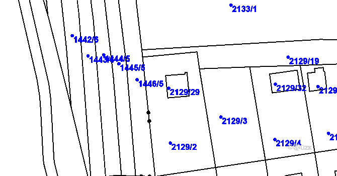Parcela st. 2129/29 v KÚ Skvrňany, Katastrální mapa