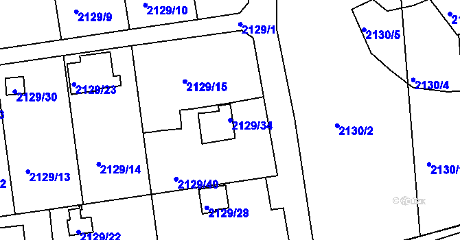 Parcela st. 2129/34 v KÚ Skvrňany, Katastrální mapa