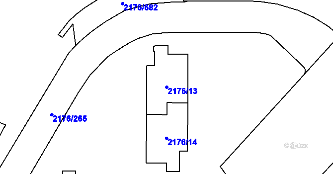 Parcela st. 2176/13 v KÚ Skvrňany, Katastrální mapa