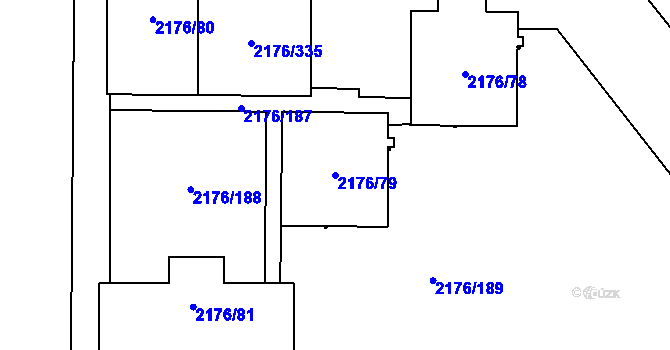Parcela st. 2176/79 v KÚ Skvrňany, Katastrální mapa