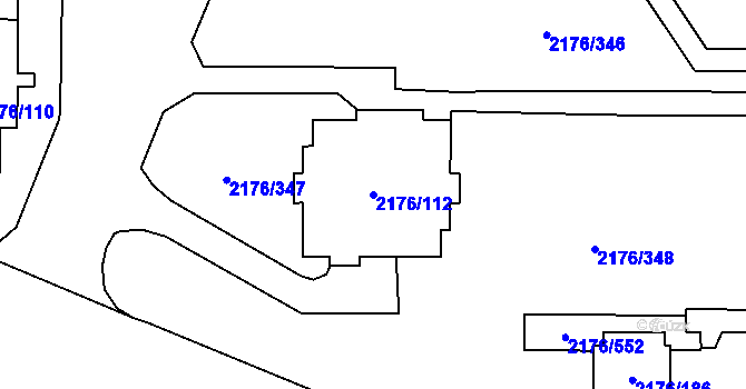 Parcela st. 2176/112 v KÚ Skvrňany, Katastrální mapa