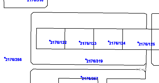 Parcela st. 2176/123 v KÚ Skvrňany, Katastrální mapa