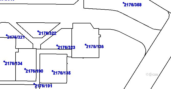 Parcela st. 2176/136 v KÚ Skvrňany, Katastrální mapa