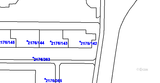 Parcela st. 2176/142 v KÚ Skvrňany, Katastrální mapa