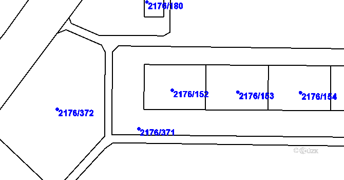 Parcela st. 2176/152 v KÚ Skvrňany, Katastrální mapa