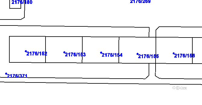 Parcela st. 2176/154 v KÚ Skvrňany, Katastrální mapa