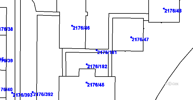 Parcela st. 2176/181 v KÚ Skvrňany, Katastrální mapa