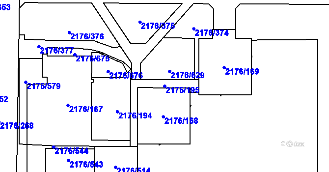 Parcela st. 2176/195 v KÚ Skvrňany, Katastrální mapa