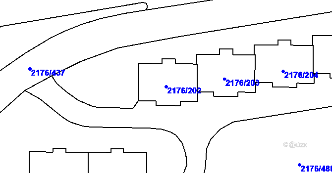 Parcela st. 2176/202 v KÚ Skvrňany, Katastrální mapa