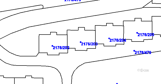 Parcela st. 2176/203 v KÚ Skvrňany, Katastrální mapa