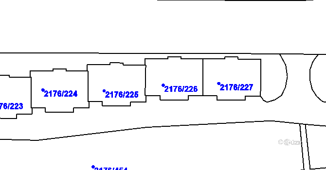 Parcela st. 2176/226 v KÚ Skvrňany, Katastrální mapa