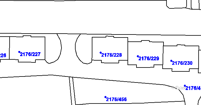 Parcela st. 2176/228 v KÚ Skvrňany, Katastrální mapa