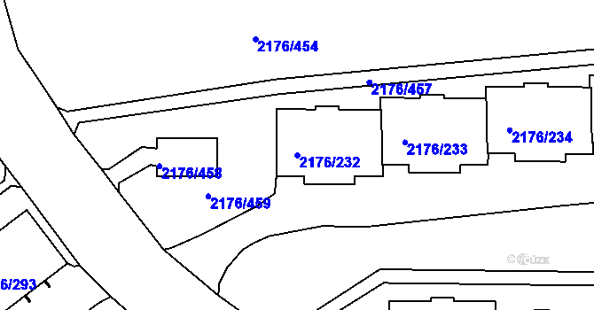 Parcela st. 2176/232 v KÚ Skvrňany, Katastrální mapa