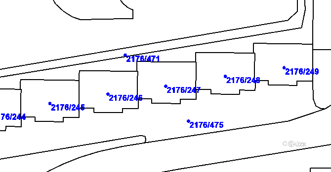Parcela st. 2176/247 v KÚ Skvrňany, Katastrální mapa