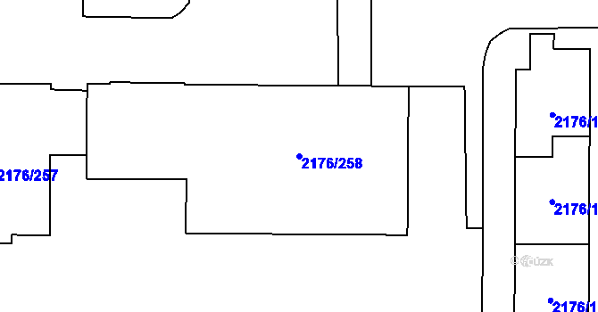 Parcela st. 2176/258 v KÚ Skvrňany, Katastrální mapa