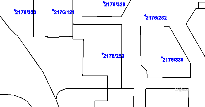 Parcela st. 2176/259 v KÚ Skvrňany, Katastrální mapa