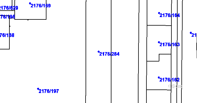 Parcela st. 2176/284 v KÚ Skvrňany, Katastrální mapa