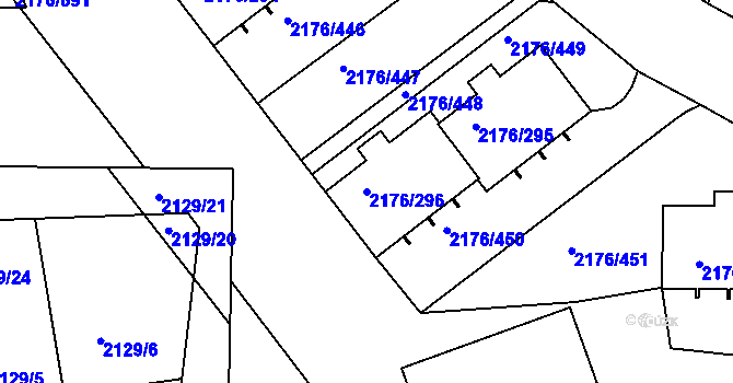Parcela st. 2176/296 v KÚ Skvrňany, Katastrální mapa