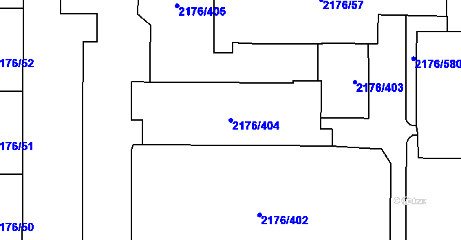 Parcela st. 2176/404 v KÚ Skvrňany, Katastrální mapa