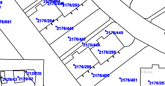 Parcela st. 2176/448 v KÚ Skvrňany, Katastrální mapa
