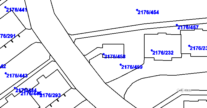 Parcela st. 2176/458 v KÚ Skvrňany, Katastrální mapa