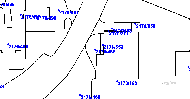 Parcela st. 2176/467 v KÚ Skvrňany, Katastrální mapa
