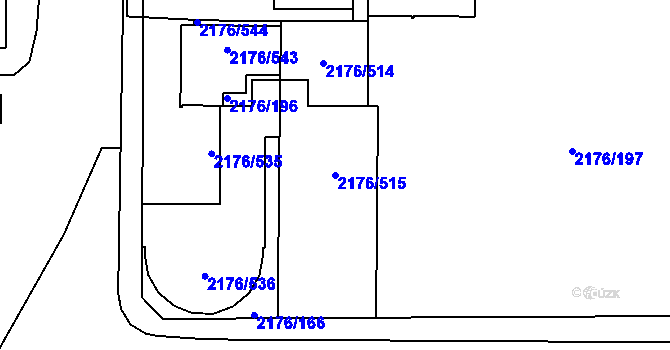 Parcela st. 2176/515 v KÚ Skvrňany, Katastrální mapa