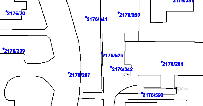 Parcela st. 2176/526 v KÚ Skvrňany, Katastrální mapa