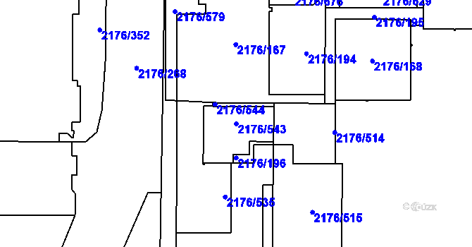 Parcela st. 2176/543 v KÚ Skvrňany, Katastrální mapa