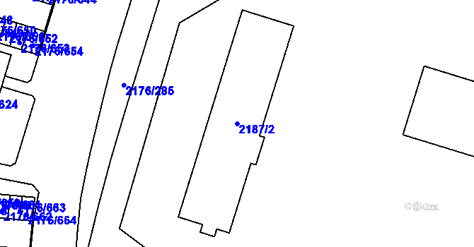 Parcela st. 2187/2 v KÚ Skvrňany, Katastrální mapa