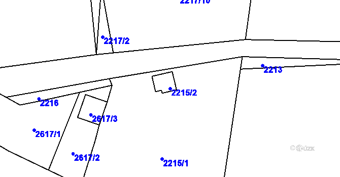 Parcela st. 2215/2 v KÚ Skvrňany, Katastrální mapa