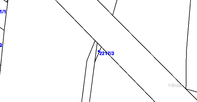 Parcela st. 2217/3 v KÚ Skvrňany, Katastrální mapa