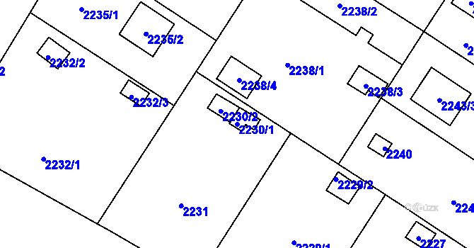 Parcela st. 2230/1 v KÚ Skvrňany, Katastrální mapa