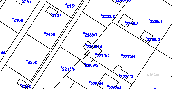 Parcela st. 2233/14 v KÚ Skvrňany, Katastrální mapa