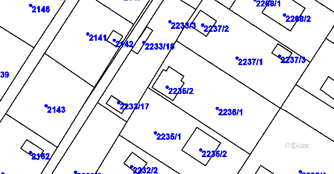 Parcela st. 2236/2 v KÚ Skvrňany, Katastrální mapa